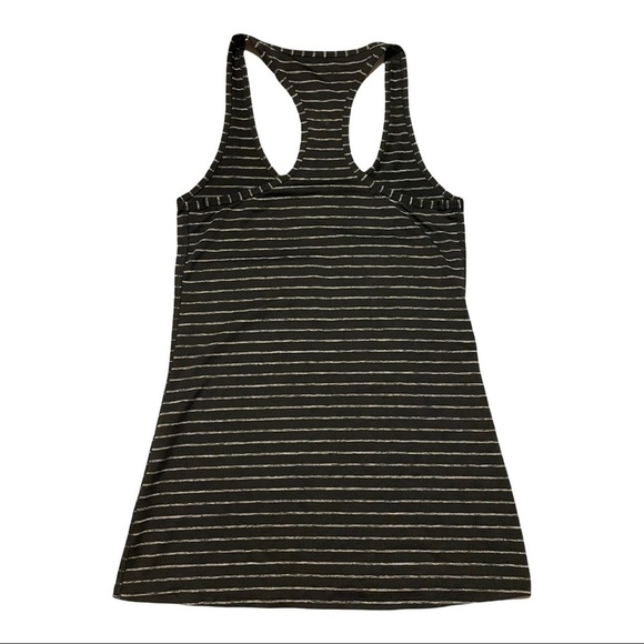 RACERBACK tank top black with heather white horizontal stripe by 90 degree. Sm - Picture 2 of 4